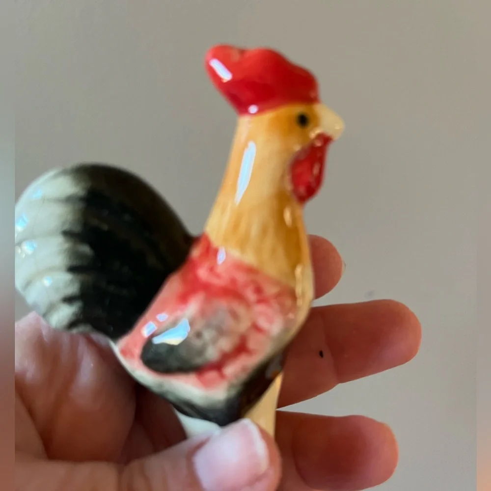 Rooster Ceramic Spoon Handle Butter Knife - Red, Black, Cream
